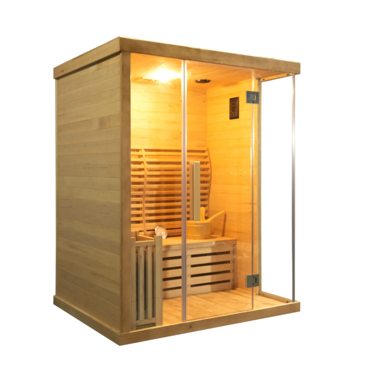 SMARTMAK Luxury Traditional 3 Person Size Indoor Wet Steam Sauna Room