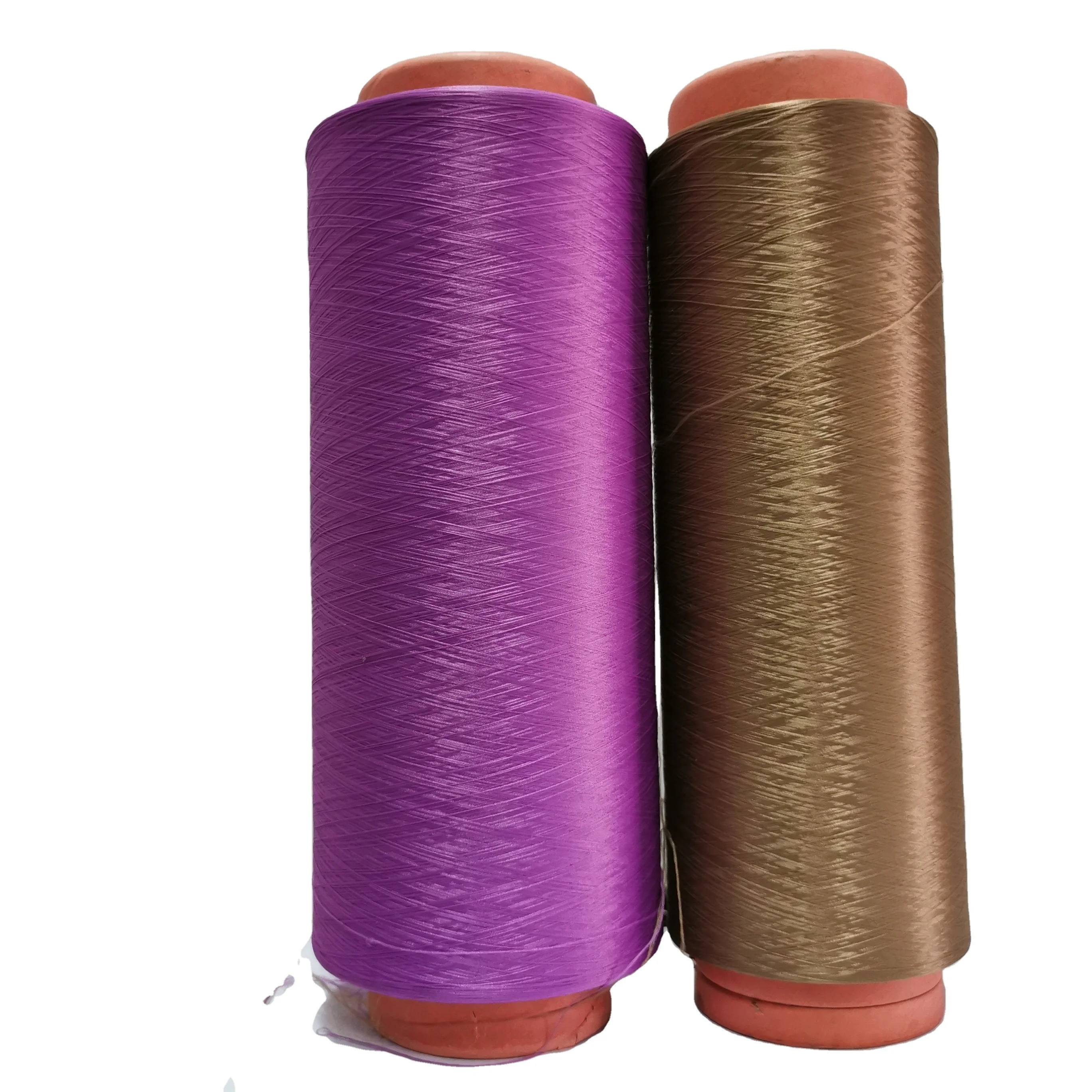 Recycled DTY 150D/48F HIM dope dyed eco natural color polyester yarn with GRS OEKO certificate for Denim knitting fabric