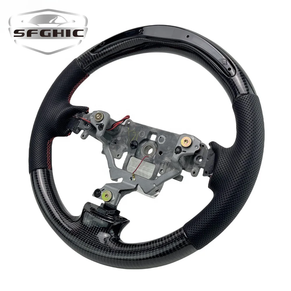 Factory Direct Sales Hot Auto Parts Perforated Leather Carbon Fiber LED Steering Wheel For Mazda RX8 Steering Wheel