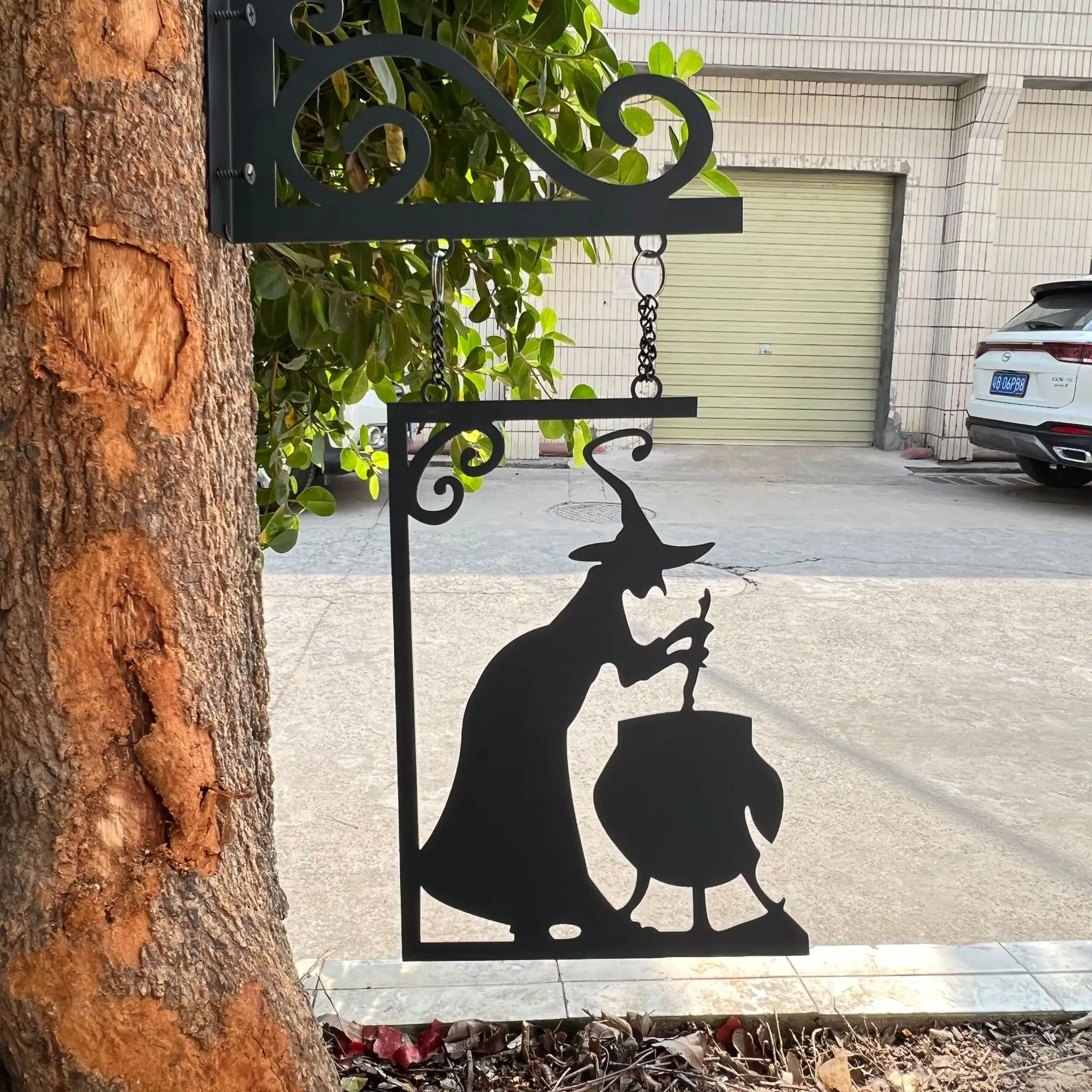 Садовый угловой Дырявый котел знак ведьмы на Хэллоуин ремесло металлическая настенная подвеска украшение для дома