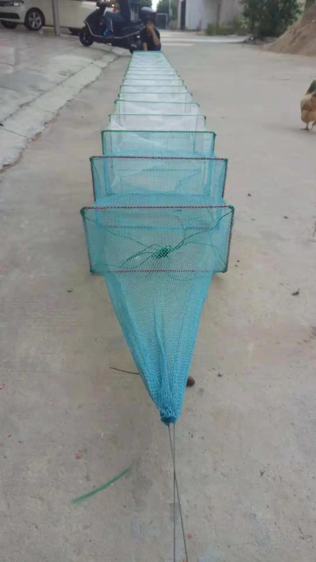 Factory long fishing net trap for crab lobster shrimp PE great wall cage agriculture fishing trap fyke  net