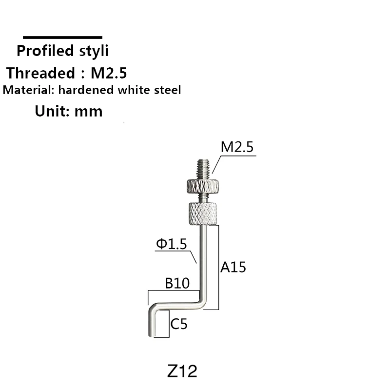 Dial indicator altimeter styli M2.5 universal shaped styli Hardened curved L type styli