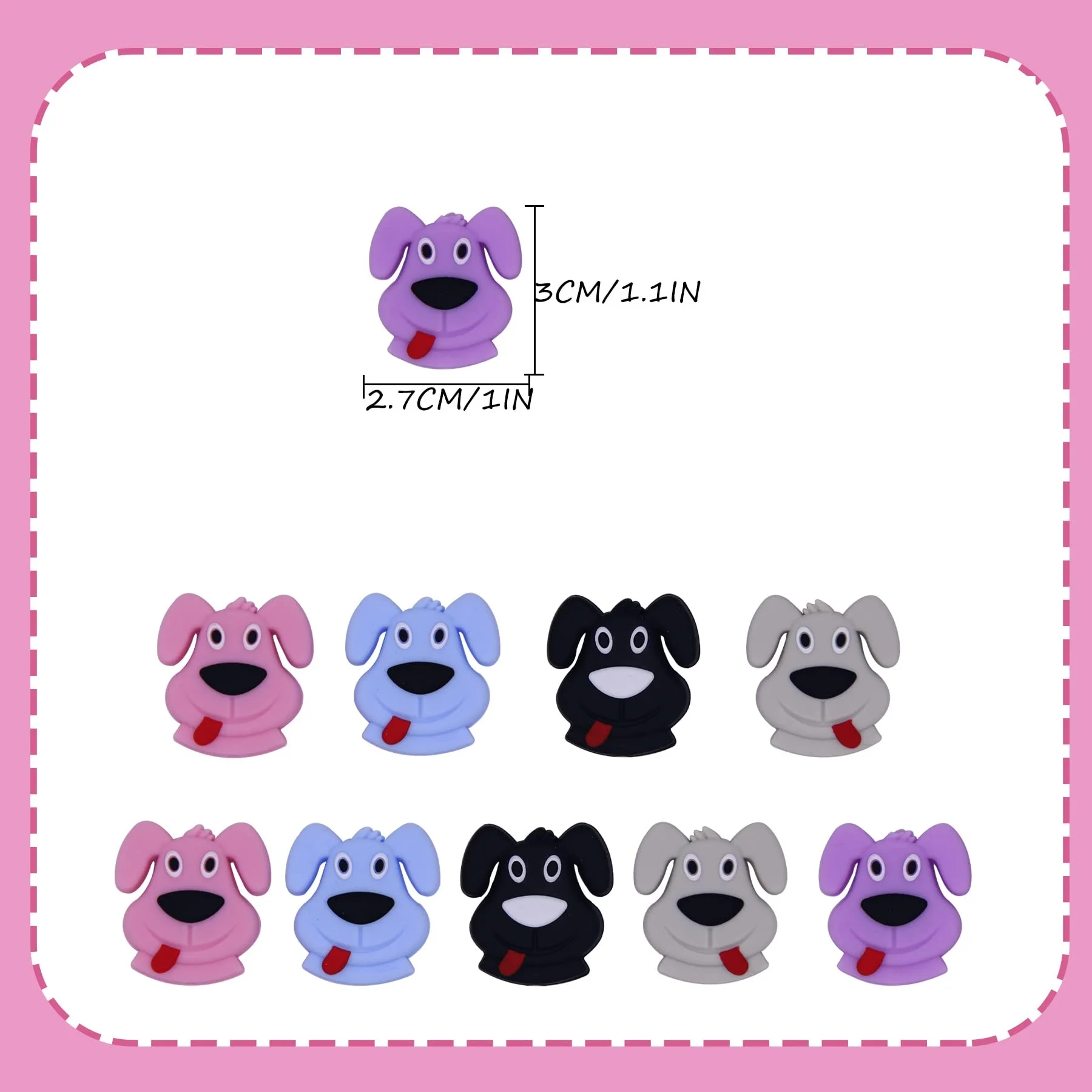 Wholesale Fashion Dog Shape Irregular Silicone Focal Beads BPA Free Chewable Stretchy Beads for DIY Accessory