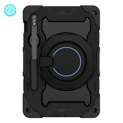 Wholesale Price 3 In 1 Full Body Protection Silicone Tablet Case For Samsung Galaxy Tab S7/S8 With Rotatable Turntable