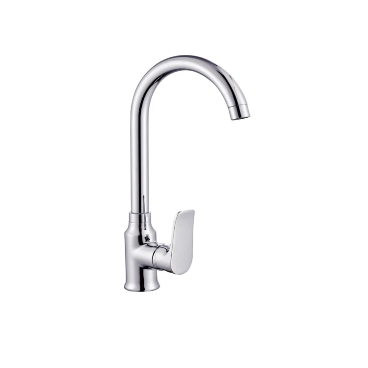 Simple Flexible Brass Chrome  Single lever handle Deck mounted mixer  Kitchen Faucet