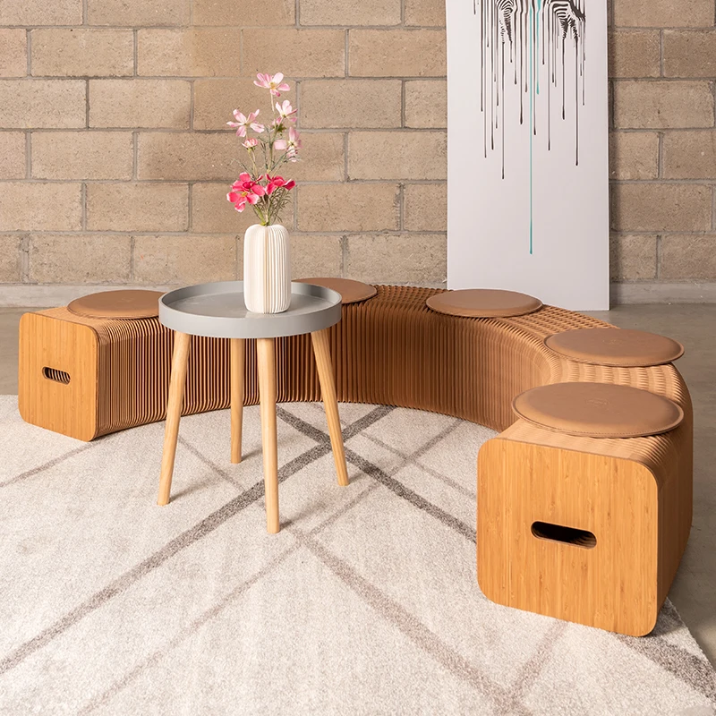 6 persons 28cm Height kraft honeycomb folding  paper bench for fair couch living room Bench