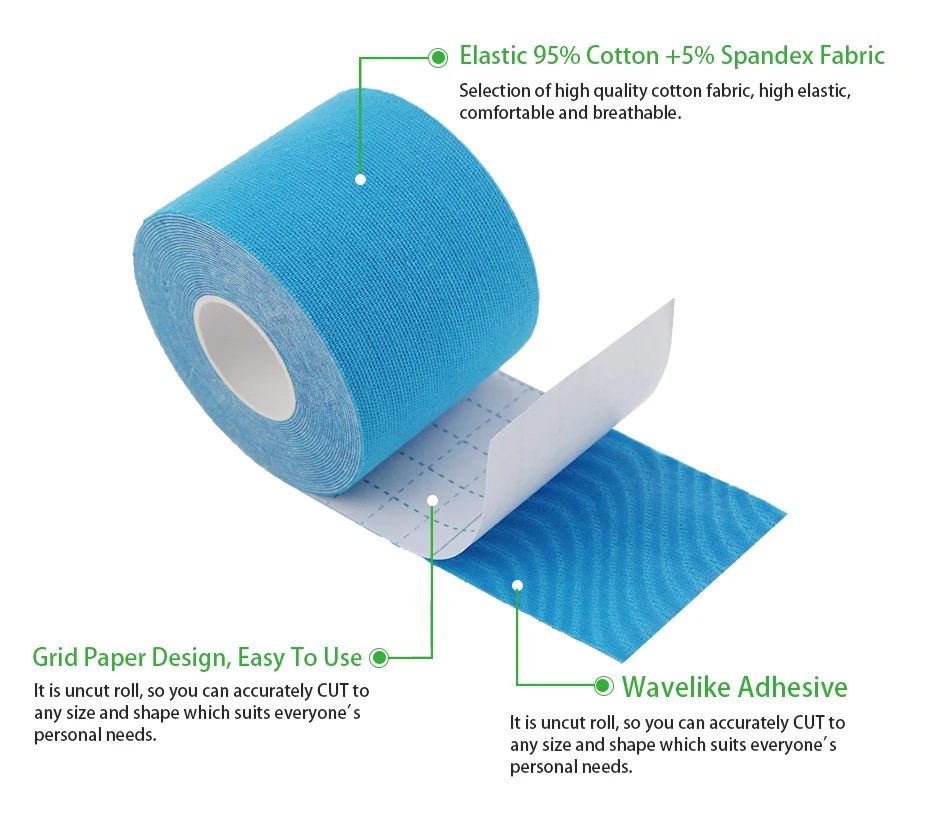 Physiotherapy sports tape 5cm x 5m muscle support cotton kinesiology tape