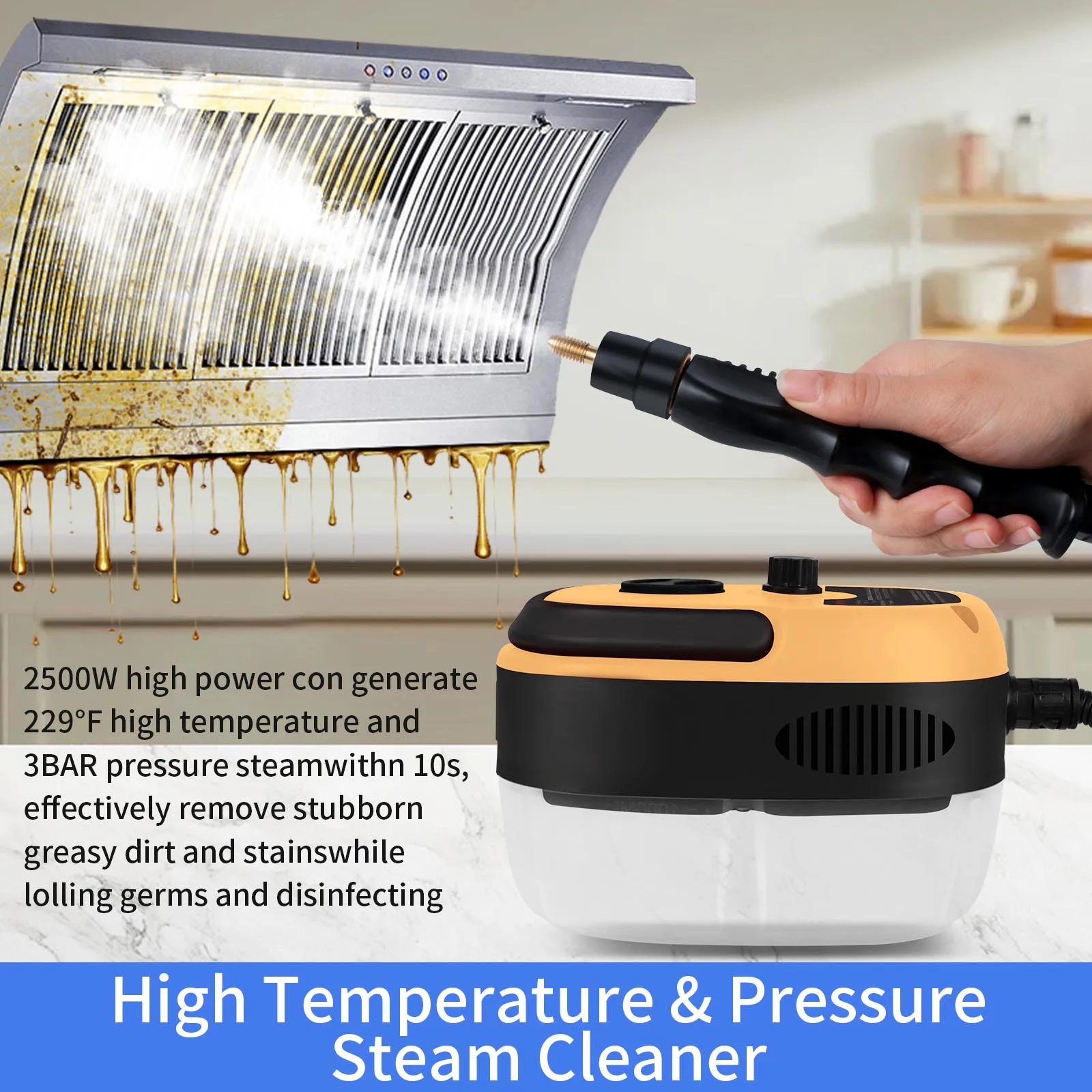 2500W Portable Steam Cleaner High Temperature Sterilization Pressure Jet Washer Machine for Home Car Kitchen Air Conditioner