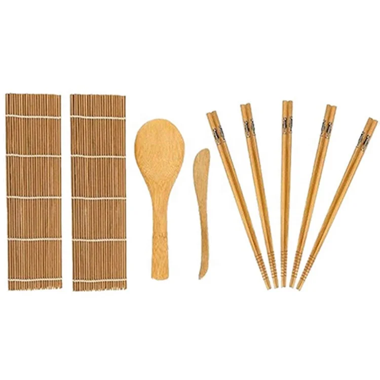 Including 2 Sushi Rolling Mats 5 Pairs Chopsticks 1 Paddle 1 Spreader Beginner Bamboo Sushi Making Kit