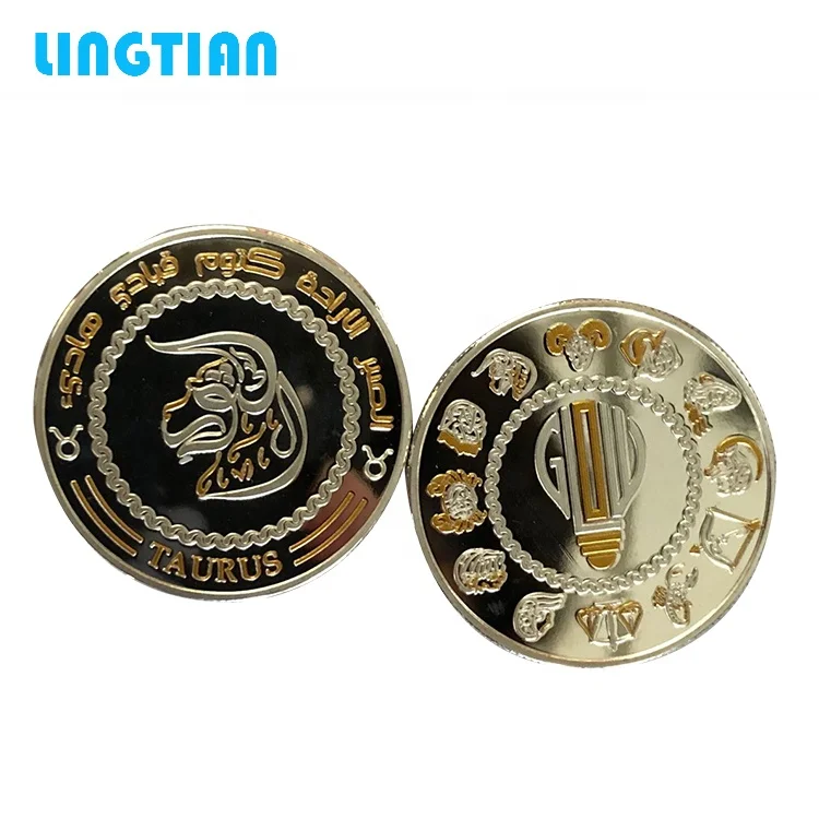 12 созвездий Овен Телец близнец Рак Лев Дева весы Скорпион Стрелец Посеребренная металлическая круглая монета