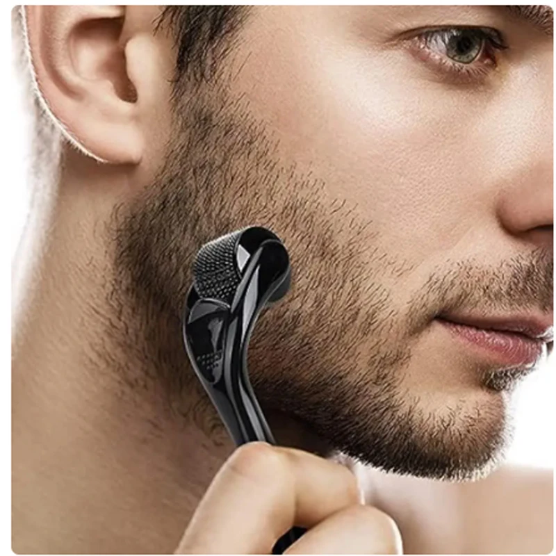 Custom Matt Black Beard 1mm 540 Micro Real Needle Derma Roller Facial Massager For Hair Regrowth