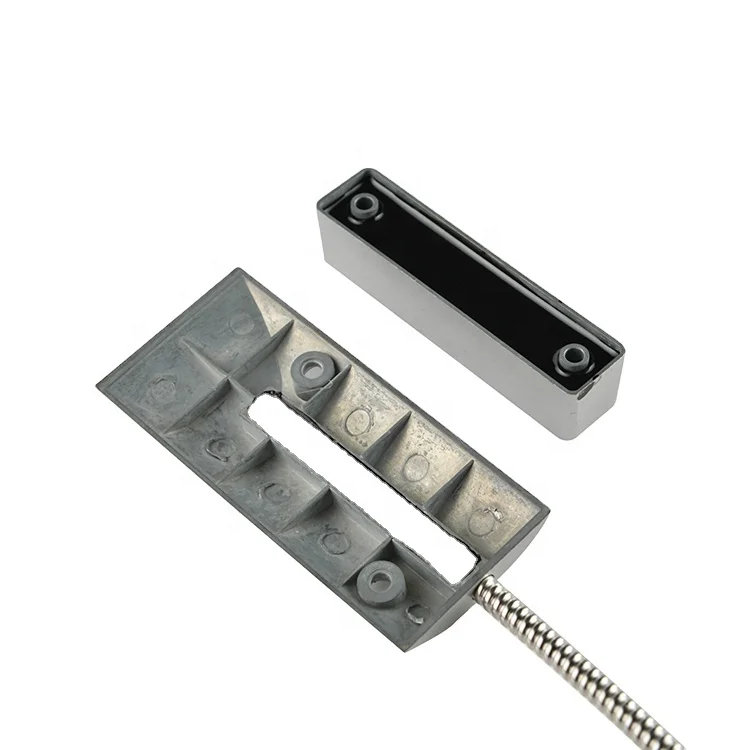 Metal Door Magnetic Contact With Armored Cable Used For Alarm System