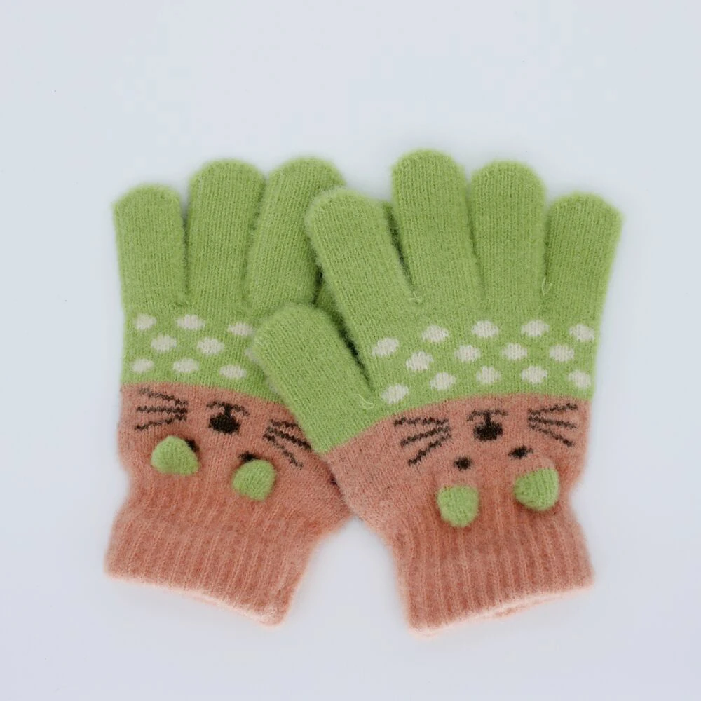 soft warm acrylic kids Knit traveling  jacquard warm winter gloves