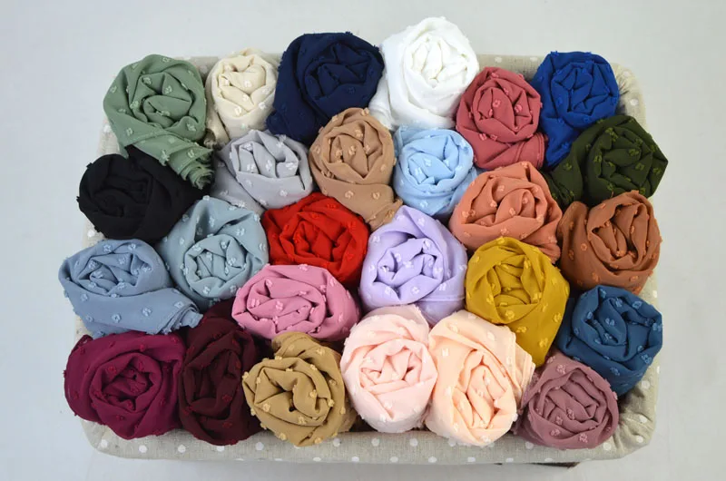 New Plain Pom Pom Chiffon Scarf Muslim Hijab Shawl Soft Ball Bubble Chiffon Head Wraps Wholesale