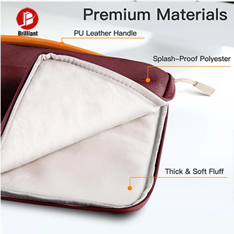 13-16 Inch Laptop Sleeve Waterproof Briefcase with Portable Handle Accessory Pocket Protective Notebook Bag For MacBook Air/Pro