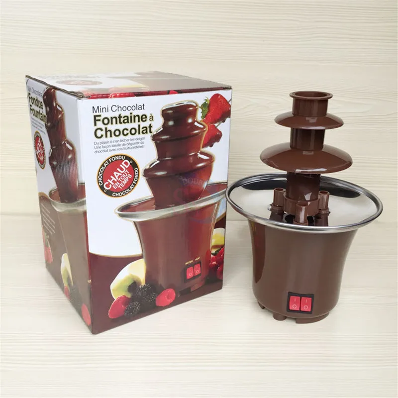 Newest Mini 3-tier Chocolate Fountain Tower Waterfall Hot Pot Melting Kitchen Appliances for kids DIY Snacks