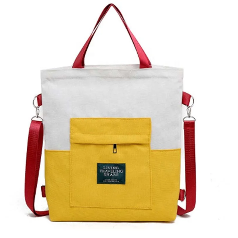 with logo hot selling canvas tote shoulder bag inner pocket