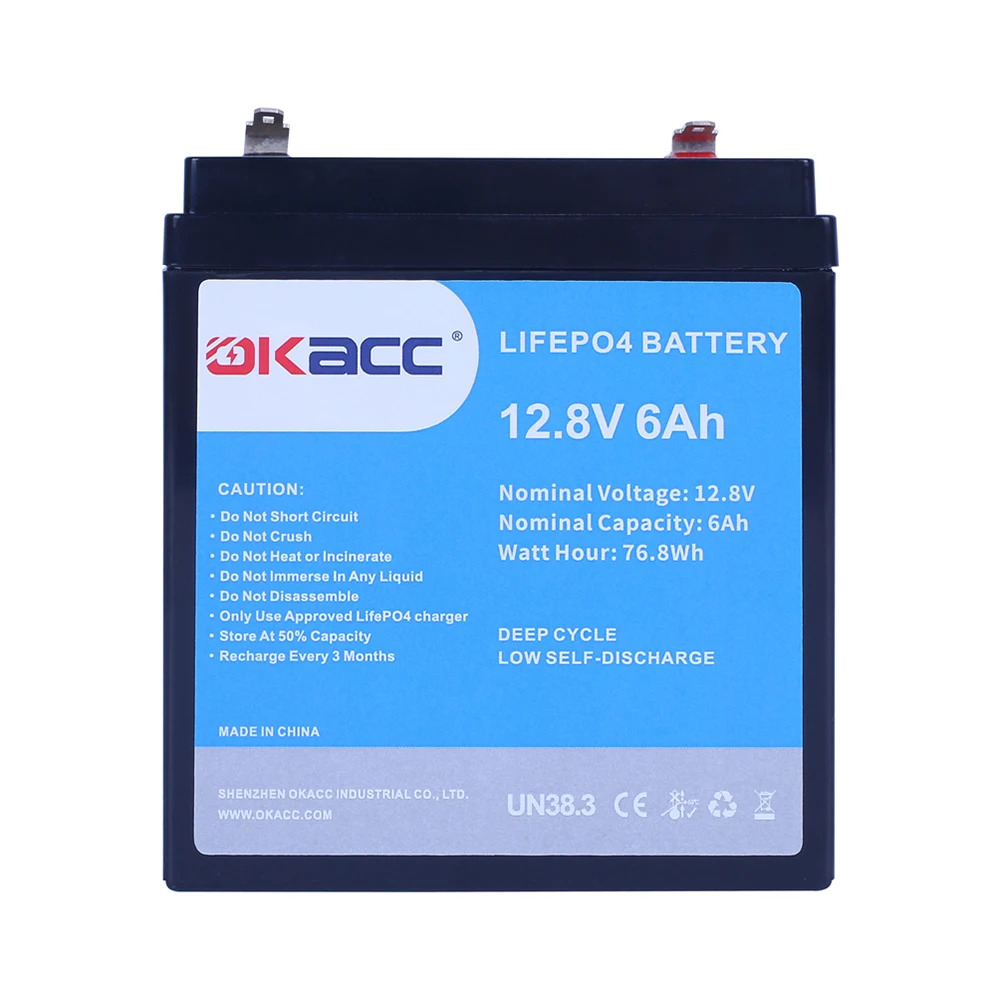 Okacc China Factory Price Rechargeable Deep Cycle 12V 6Ah  Lithium ion Lifepo4 Battery Pack