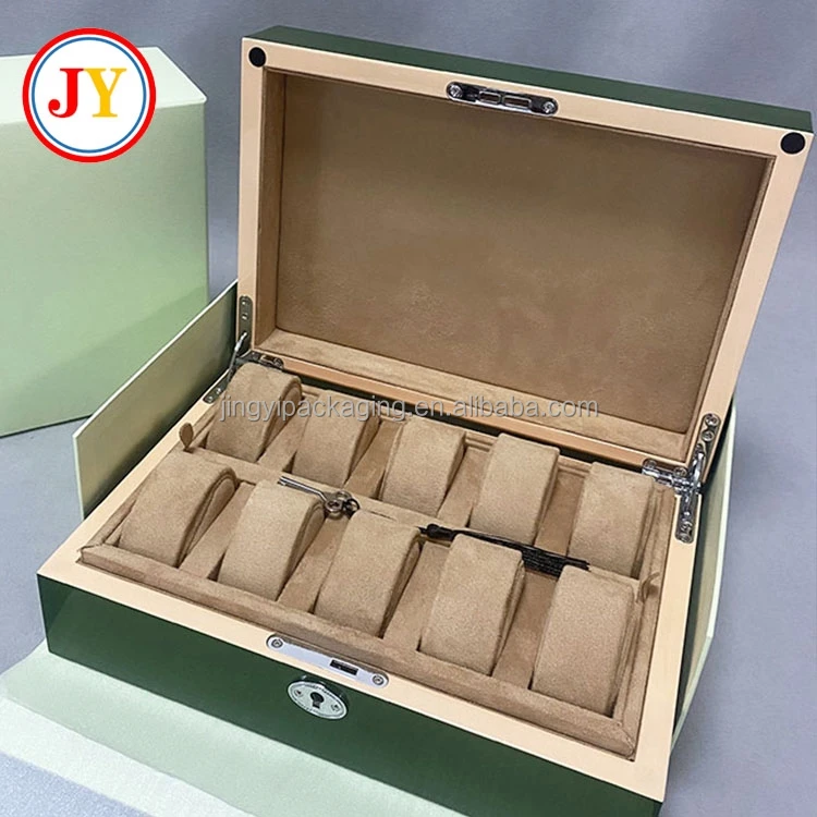 High-end 10 Slots RO X Wooden Watch box Luxury Wood Packaging Gift Box Watch Organizer Case for men