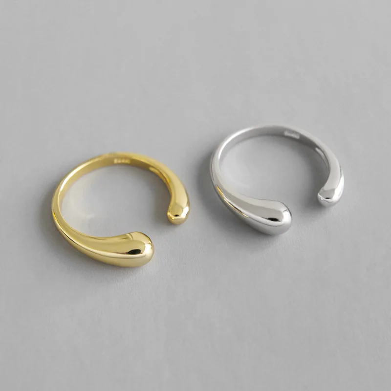 
Fashion Silver Jewelry Custom Design Teardrop Drop Opening Sterling Silver Ring For Women 