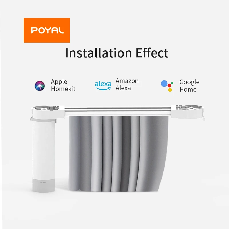 POYAL Customized Smart Curtain Set Ceiling Mounted Motorized Smart Rails System Intelligent Driver Motor Remote Control Curtains