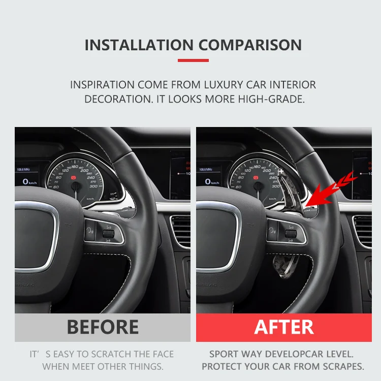 ES Carbon Fiber Interior Accessories Steering Wheel Shifter Paddle Shift For AUDI A4L A5 A6L A8 Q7 S5 S6 RS6 Car Accessories