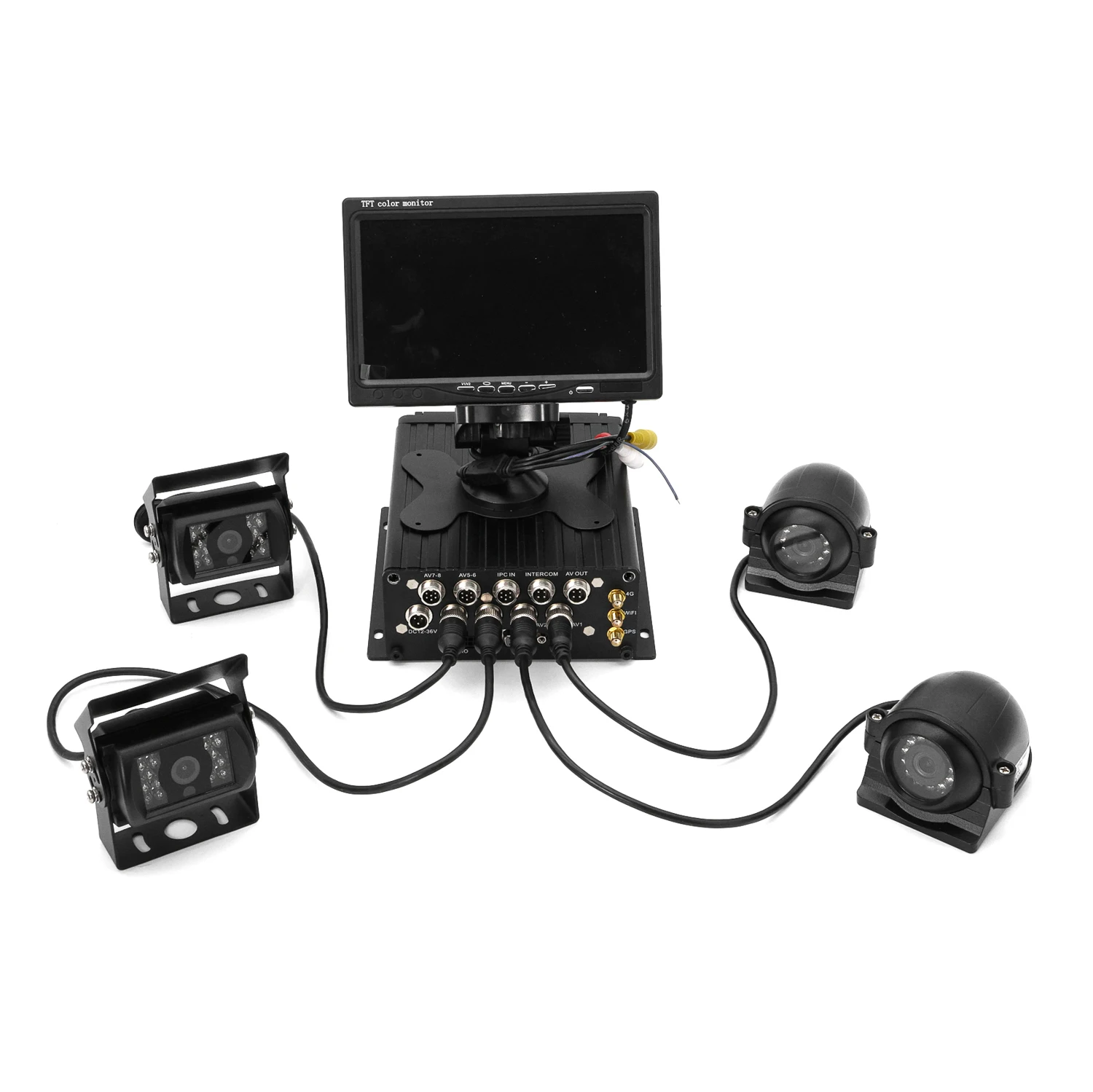 Support CMSV6 Platform 4G GPS WIFI 4Channels 1080P HDD/SD Card Mobile DVR MDVR kit Fleet Management