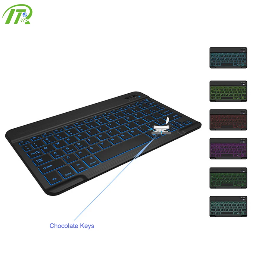 Custom Logo Supplier Slim Chocolate Keys Portable Wireless RGB LED Backlit Gaming Keyboard
