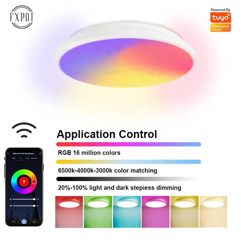 FXPOT TUYA WIFI RGB + CCT умная работа с Alexa 24 Вт потолочное освещение в помещении
