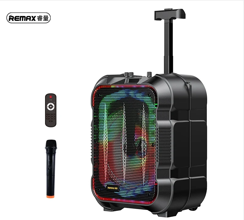 REMAX Outdoor Square Dance Speaker RB-X8 Wireless Microphone Speakers Home Theater Subwoofer Bluetooth 5.3 Speaker for Karaoke