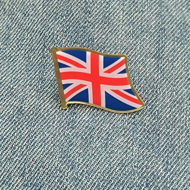 Manufacturer Souvenir Gifts Cute Custom Logo Metal Lapel Double Sided Pin Badge Brooch Hard Soft Enamel Custom Britain Flag Pin