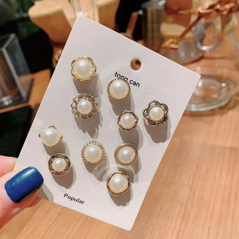 Small Elegant Suit Dress Pin Decoration Accessories 10 Pieces Set Alloy Metal Enamel Camellia Flower Brooch Safety Pin