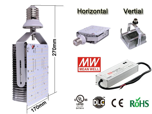 Светодиодная арматура 150 лм/Вт замена MH HPS 200-480Vac ip65 60 Вт 80 100 120 квадратный садовый двор парковочное освещение