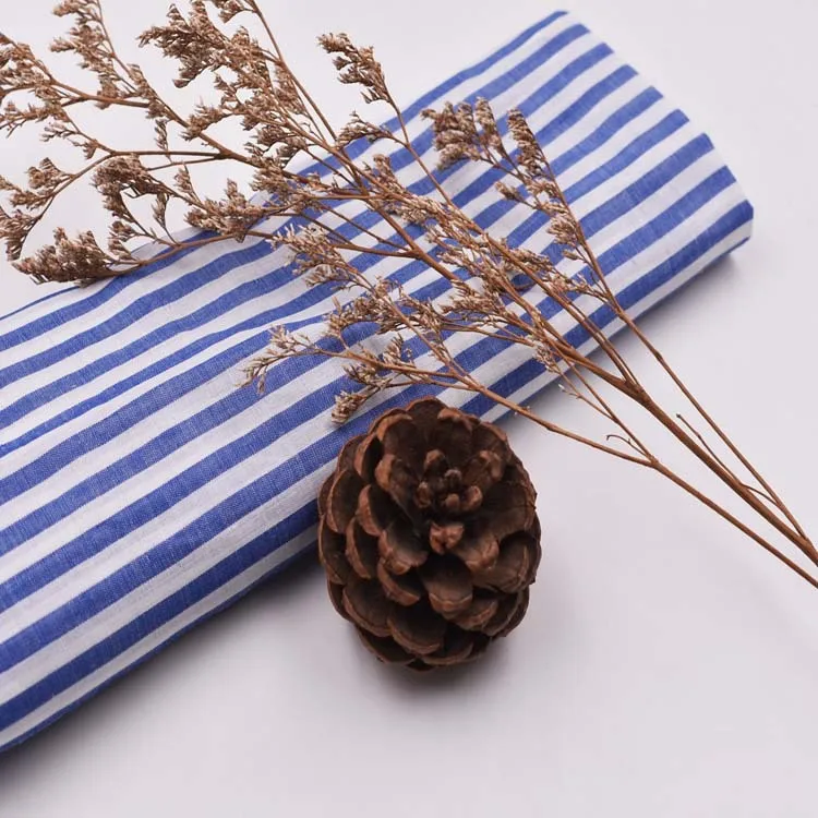 Organic Striped Satin Fabric 100% Ramie Woven yarn dyed Plain Style for shirts