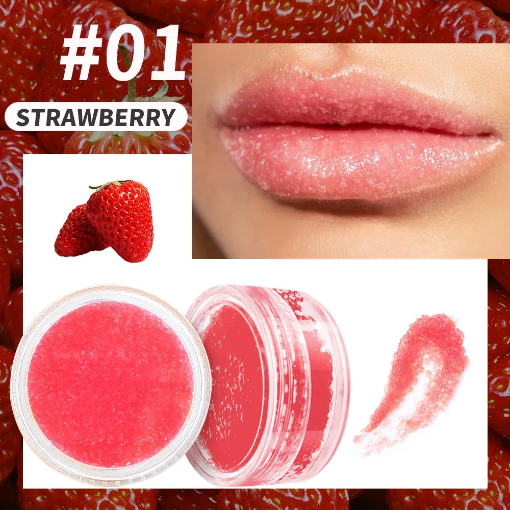 6 Fruit Colors Natural Private Label Strawberry Blueberry Nourishing Scrub Lighten Lip Lines Exfoliator Oil Free Lip Scrub