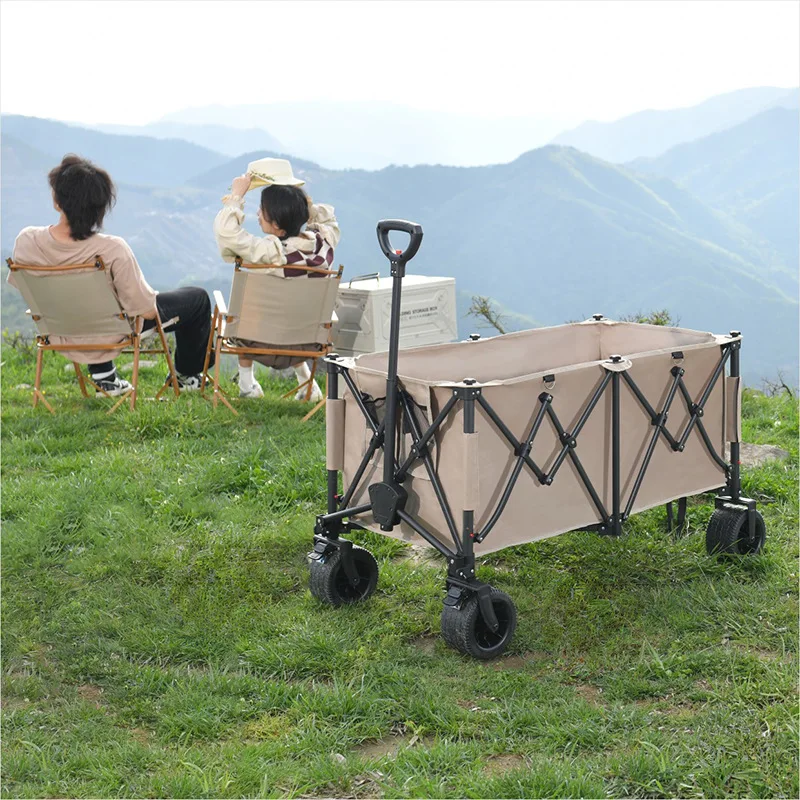 Collapsible Foldable Wagon Beach Cart Large Capacity Heavy Duty Folding Wagon Portable Wagon for Sports Shopping Camping