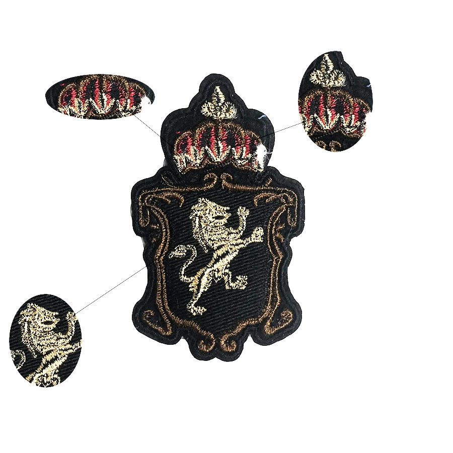 New Arrival Lion Crown Special Embroidery Sew On Patches For Clothing Design Patch Custom Logo Badge