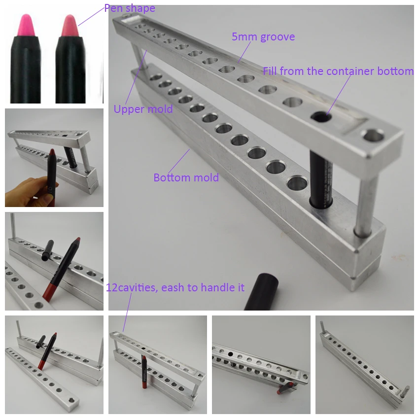 Custom Fat Chubby Pencil Crayon Aluminum Filling Molds 12 Cavities