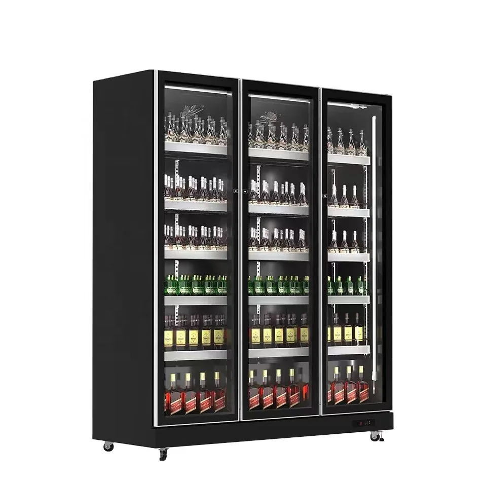 Excellent Heat Insulation Commercial Production Display Supermarket Freezer with Full-Screen Glass Door
