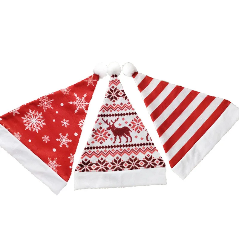 Christmas Printed Striped Hat Elk Snowflake Christmas Kids Adult Shape Party Decoration Dress Up Party Hat Christmas Hat