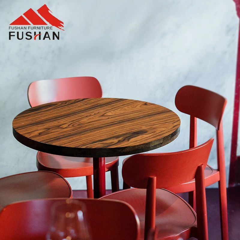 FUSHAN restaurant dining table MDF with wood veneer table top