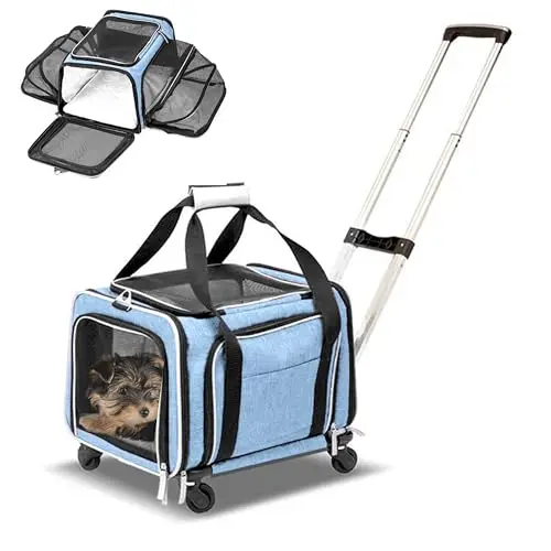 Wholesale 4 Wheels Luxury Folding Reinforced Universal Wheel Pet Trolley Pet Stroller Detachable Travel Dog Show Trolley