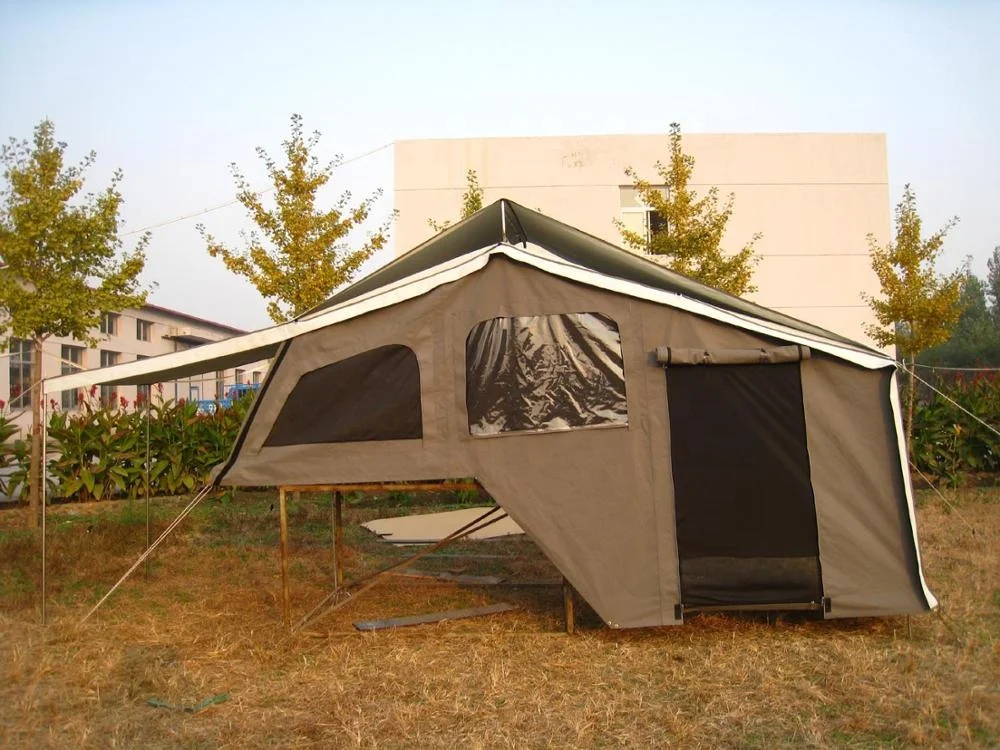 Outdoor Camping 4WD Backward Hard Floor Trailer Tent Family Camping Canvas Tents