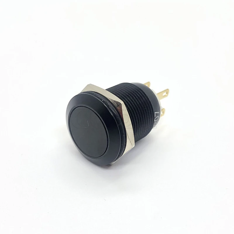 metal sealed waterproof momentary spdt aluminium plating color 19mm push button switch black