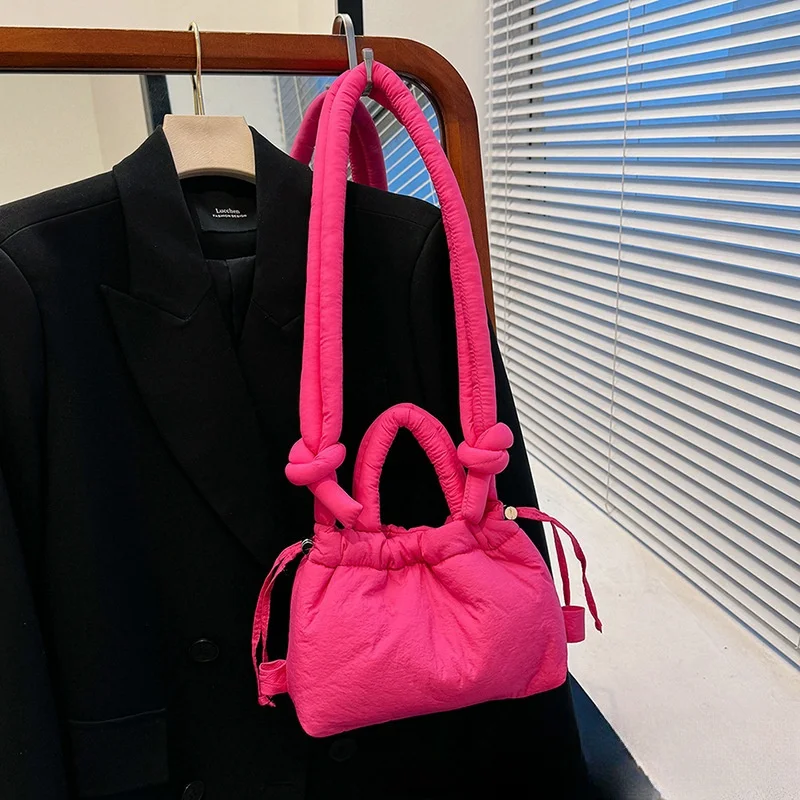 2024 Winter New Trendy Designer Korean Soft Sling Shoulder Bag Mini Puffy Women Underarm Handbags For Girls
