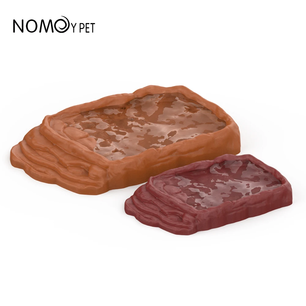 Three Sizes Available Imitation Rock Ladder Plastic Reptile Food Water Feeding Bowl for Reptiles Geckos Lizards Snake