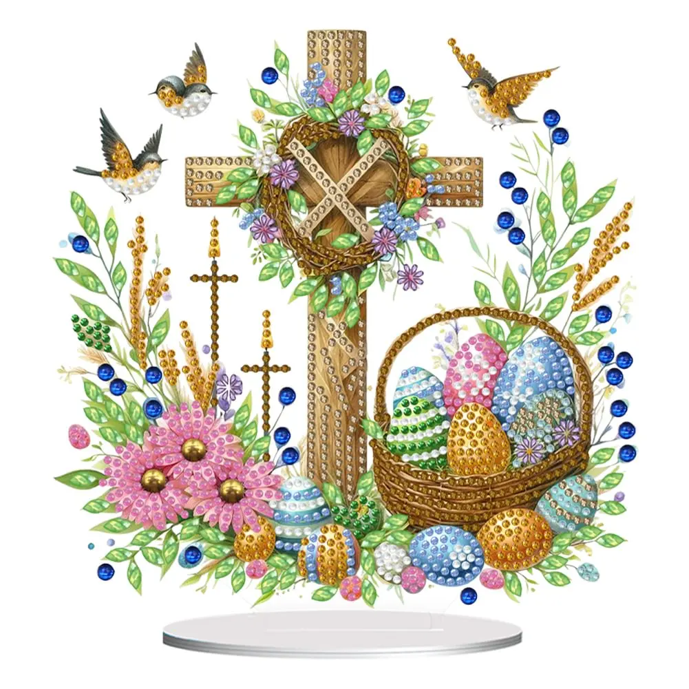 Acrylic Cross Flower Easter Egg  5D DIY Craft Ornament