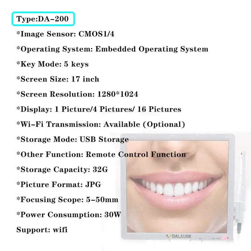 Dental Camera Wifi HD 8 Million Pixels High-definition Endoscope Tools 17 Inches Digital LCD Monitor Dental Intraoral Instrument