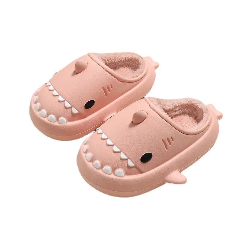 Three-dimensional Cartoon Shark Cotton Drag Children Eva Slippers Autumn And Winter Soft Bottom Indoor Waterproof Slippers