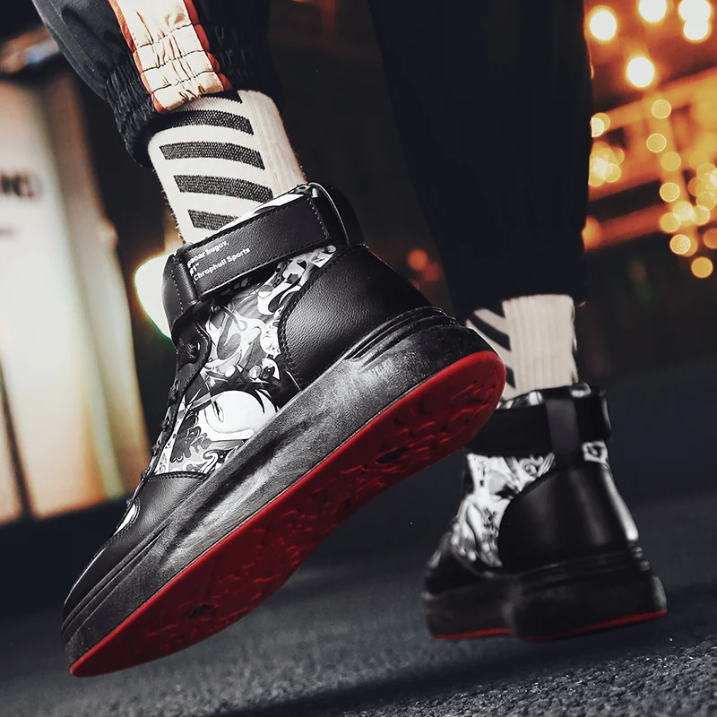 High quality autumn high help Beijing opera mask sports and leisure tide shoes Chinese style fashion street personality shoes